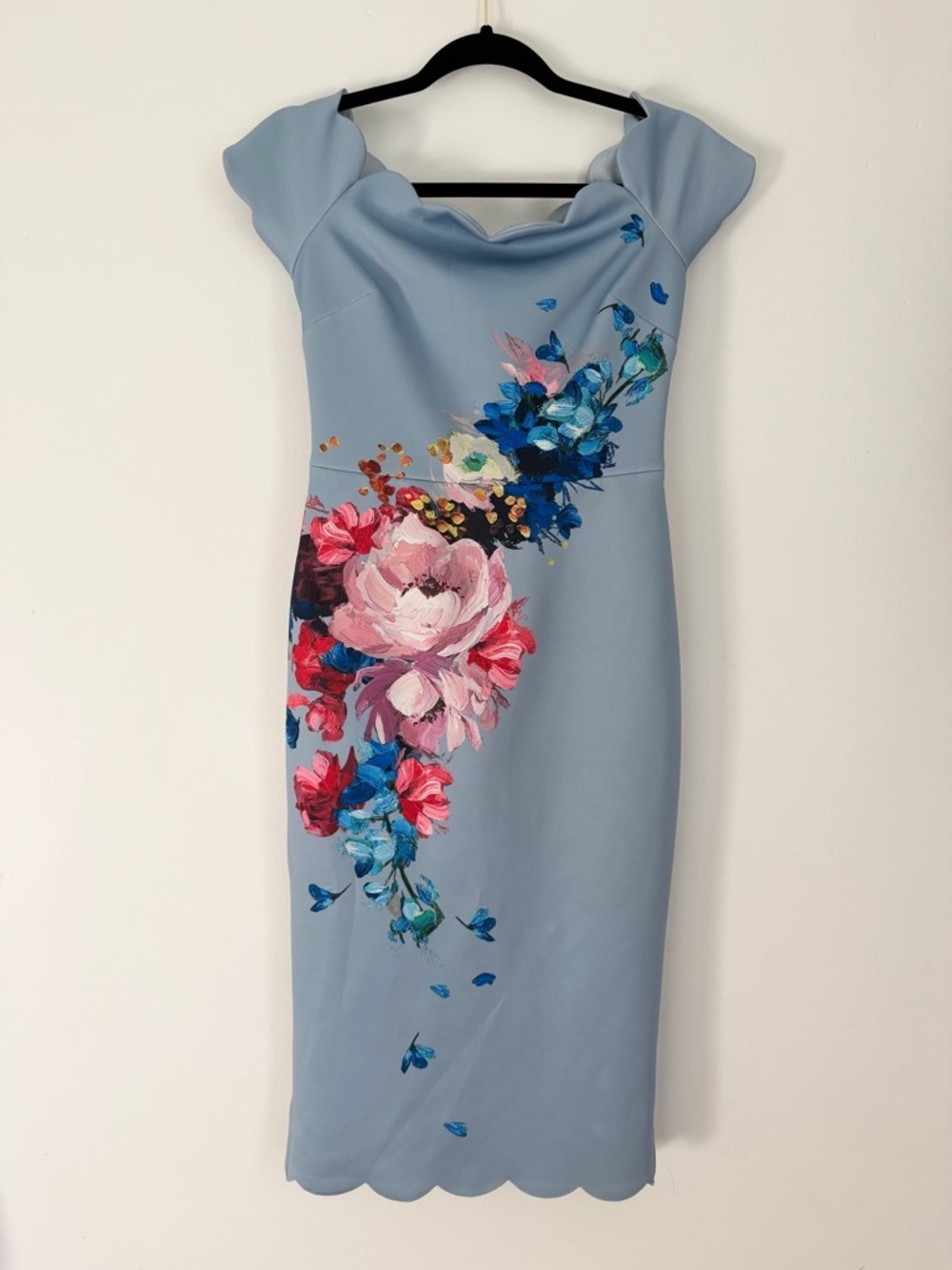 Ted Baker London Hailly bardot dress in raspberry ripple print size1 UK/ 4US